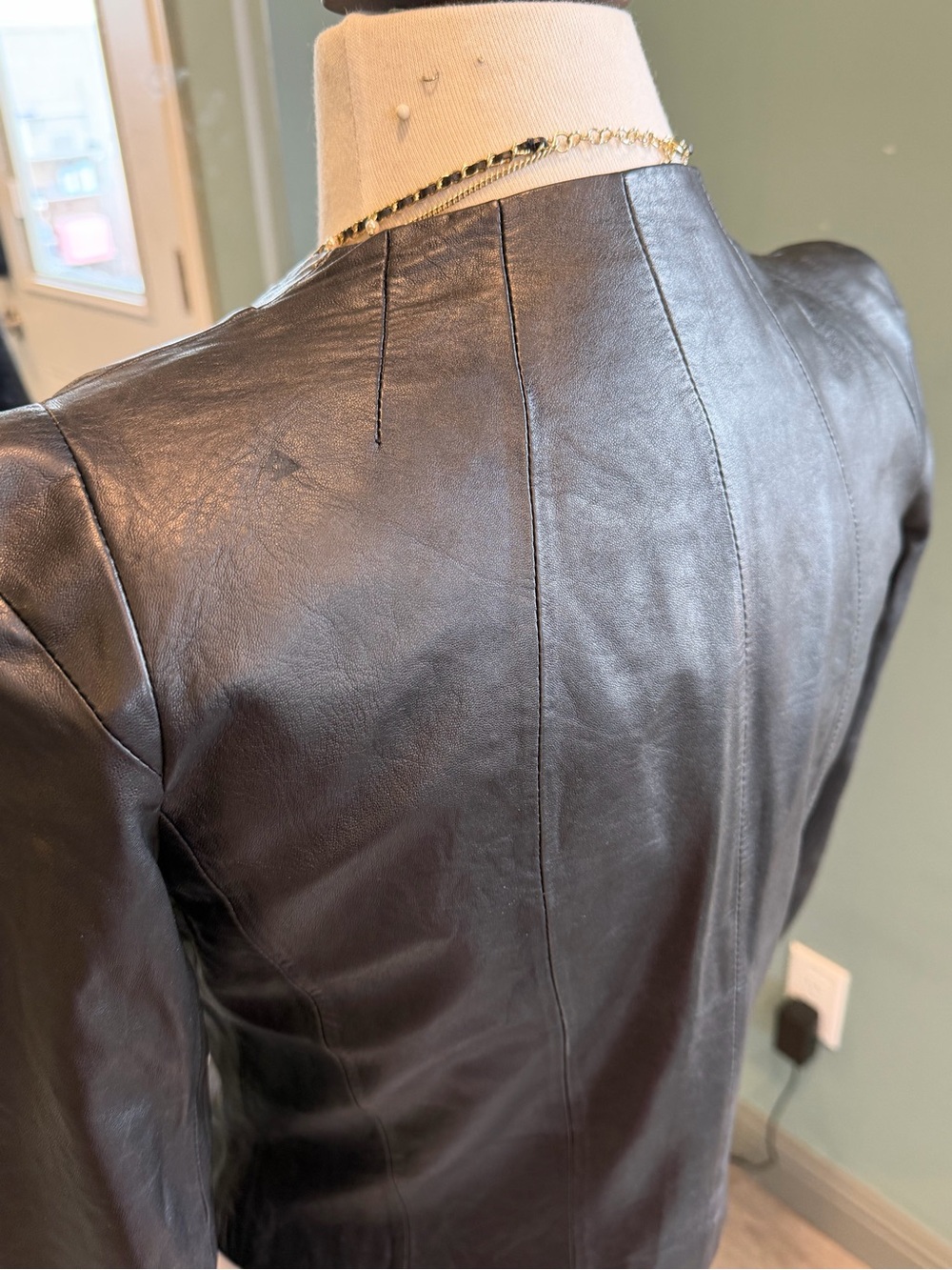 Vintage Genuine Lambskin Leather Jacket Soft Tailored Black Blazer Coat S - Picture 9 of 10